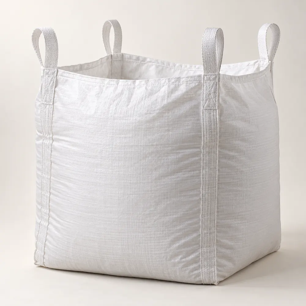 White FIBC big bag with four lifting loops